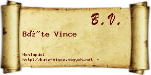 Büte Vince névjegykártya